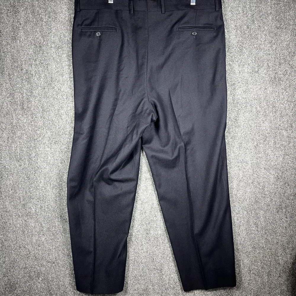 Grant Thomas Dress Pants Men 42 Navy Blue Wool Cashmere Pleated Made in Italy